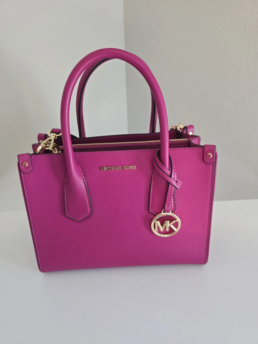 MICHAEL KORS Pink Jet Set Signature Leather Satchel